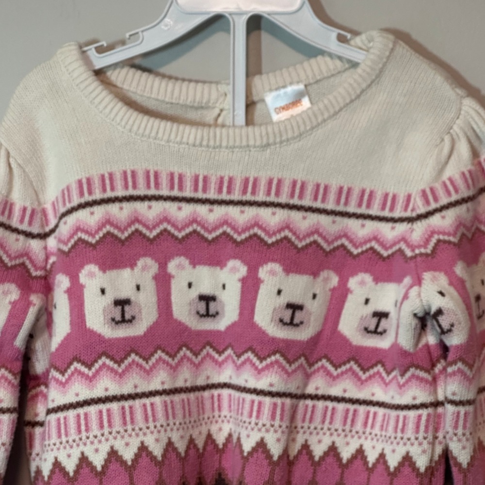 Gymboree Girls Pink Polar Bear Fair Isle Cotton Knit Sweater Size 8